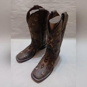 Corral Boots Women's L5253 Cowgirl Boots LD Black Bone Arrowhead Wide Size 8